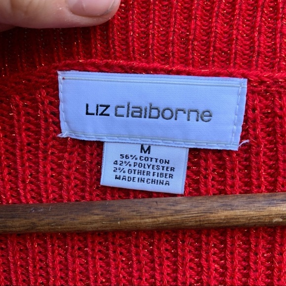 Liz Claiborne | NWT Size Medium Cabernet Red Sparkle Sweater - Picture 5 of 11